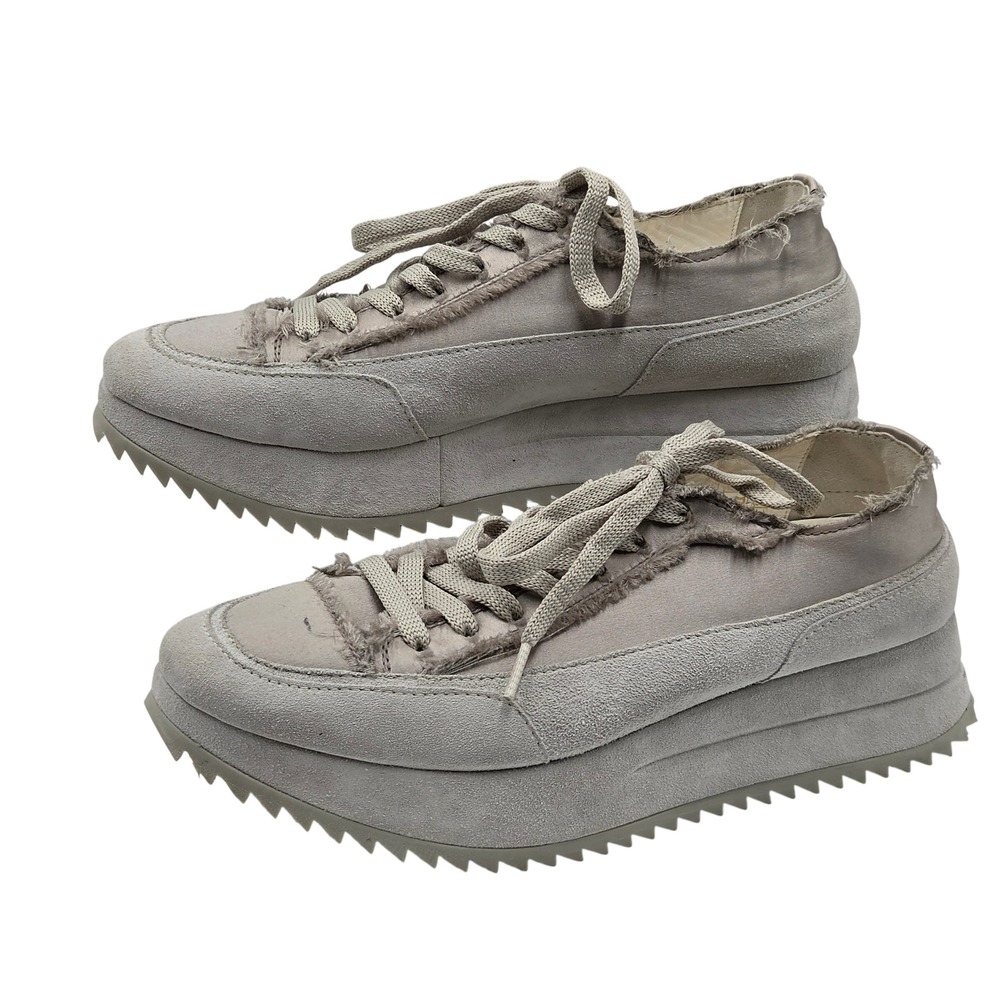Pedro Garcia Shoes Womens Grey Taupe US 8 EU 38 Suede Frayed Platform Made Spain